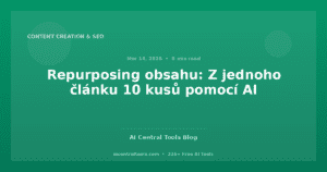 Repurposing obsahu: Z jednoho článku 10 kusů pomocí AI