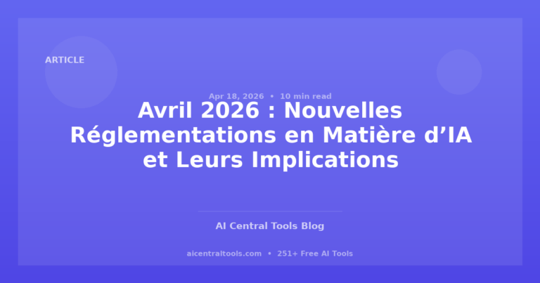 Avril 2026 : Nouvelles Réglementations en Matière d’IA et Leurs Implications