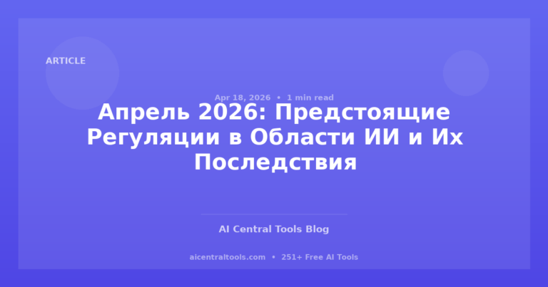 Апрель 2026: Предстоящие Регуляции в Области ИИ и Их Последствия