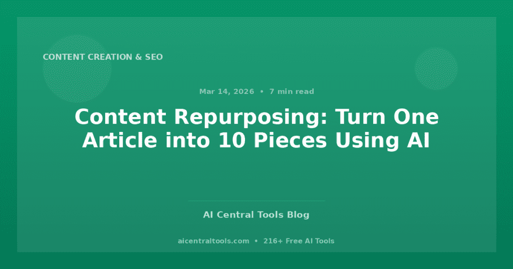 Content Repurposing with AI: Turn One Article into 10 Pieces of Content
