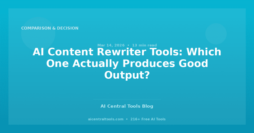 AI Content Rewriter Tools: Which One Actually Produces Good Output?